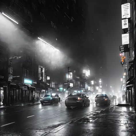 New York Alleyway, foggy night, grimy dark city, empty of people, dirty city, slick wet pavement, trashcans nearby, cinematography, volumetric fog, gritty, 8k uhd, dslr, high quality, film grain, bokeh, (((hyper realistic))), (Dramatic lighting: 1.4), by (Jeremy Mann:1.2), photographed on a Sony a9 II Mirrorless Camera, (((meticulous, magnificent, maximum details, extremely hyper aesthetic)))