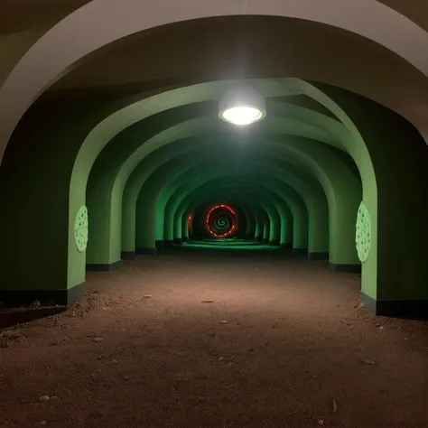 creepy horror basement in a closed mall without any people, holes in the ground with giant tentacles in a spiral , there is no sun light, part of the mall look old and not well lit <lora:liminalspaces768:1>