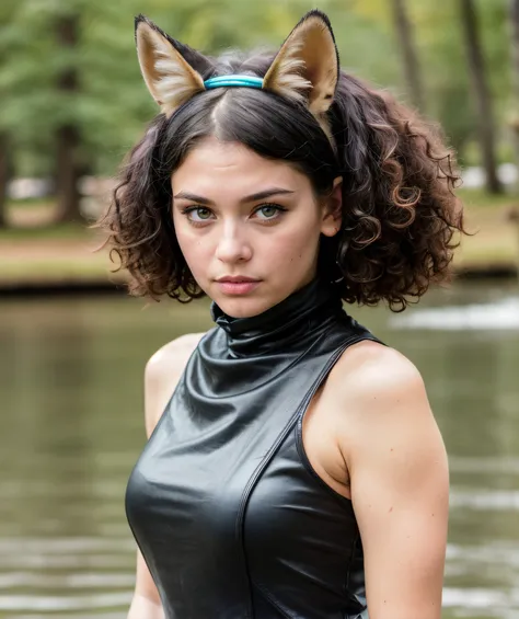 RAW realistic magazine centerfoldshoot Liberian (cyan, animal ears, cat ears, tail, blue eyes, black hair, curly hair, woman) elegant, great rack, sisters, [saggy breasts:4] (enormous fox ears), Forest green and mustard yellow collar, pink hair, bokeh,f1.4,40mm,photorealistic,raw,8k,delicate skin,intricate details,dramatic light, award winning,style by Dan Winters,RAW photography,film grain,(indistinguishable from reality:1.4),photo taken with a Hasselblad H6D-400c MS, eyeliner, mascara, on computer screen, <lora:DETAIL_SLIDER_BY_STABLE_YOGI:0.7> Water skiing on a lake, Sheer Turtleneck: A high-necked top made from sheer material, often layered, Police station