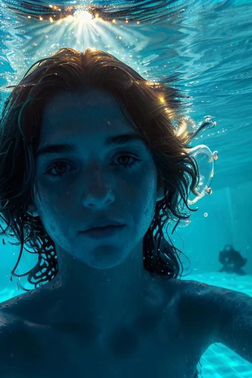 Beautiful Actress Sunny leon
spotlight on face, long hair, bubbles from nose and mouth
Skinny dipping with friends, selfie pic underwater shot of dive, water shadows, water reflection, water light dispersion
silhouette Full body, Under water photoshoot, swimming and haziness, Bubbles
Camera bottom of the pool position
Sunlight and water reflections on skin