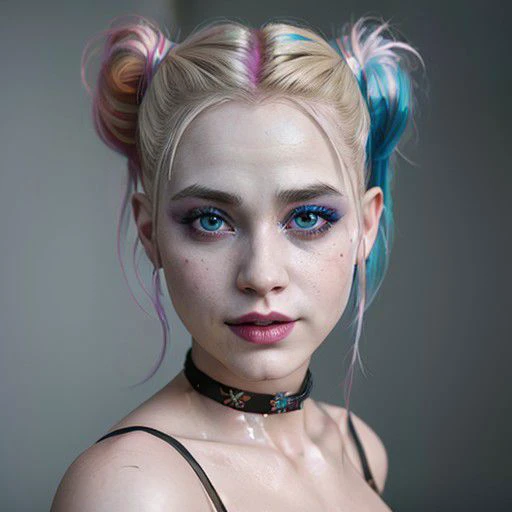 Closeup photo portrait of Harley Quinn, nsfw, normal breasts, pale skin, blonde pigtails pink and blue hair, atmospheric scene, masterpiece, best quality, (detailed beautiful face, detail skin texture, ultra-detailed body:1.1), fantasy, feminine+, shiny wet skin, looking at viewer, modelshoot style, (extremely detailed CG), photo of beautiful artwork, High Detail, Sharp focus, dramatic+, (photorealistic), Intricate, handsome, Closeup photo portrait of Harley Quinn, nsfw, normal breasts, pale skin, blonde pigtails pink and blue hair, atmospheric scene, masterpiece, best quality, (detailed beautiful face, detail skin texture, ultra-detailed body:1.1), fantasy, feminine+, shiny wet skin, looking at viewer, modelshoot style, (extremely detailed CG), photo of beautiful artwork, High Detail, Sharp focus, dramatic+, (photorealistic), Intricate, handsome,