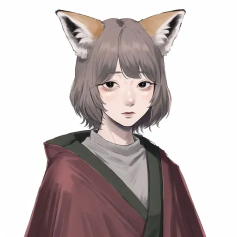 <lora:nugochan:1.0>, (nugochan:1.0), drawing, bags under eyes,
10s, androgynous, animal, animal on shoulder, cape, fox, japanese clothes, profile, upper body
