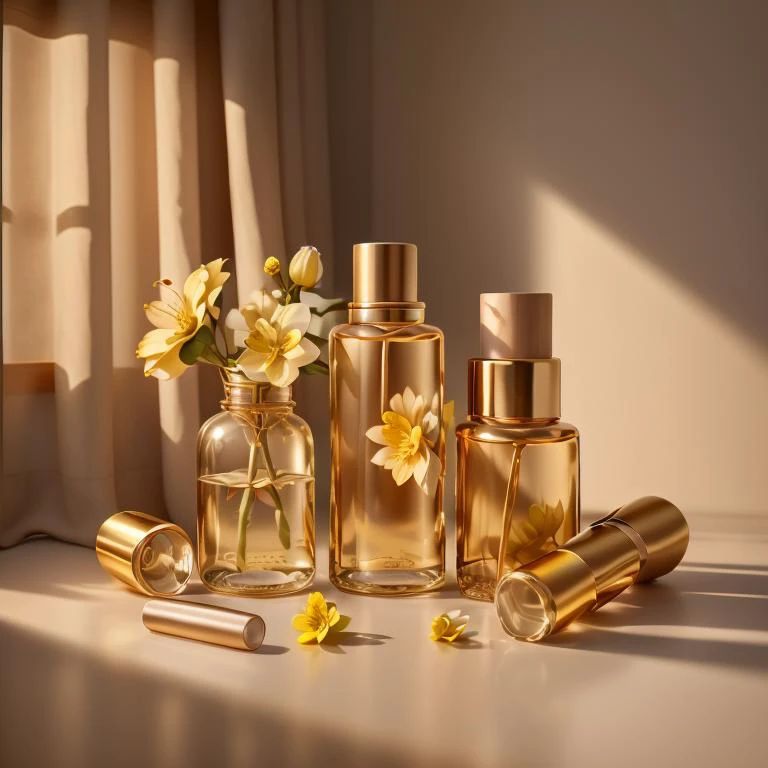 (8k, RAW photo, best quality, masterpiece:1.2),(realistic, photo-realistic:1.37),cosmetics, flower, bottles, on cylinders,curtains,yellow flower, solo focus,Product Feature, <lora:cosmetics_v2:0.8>, <lora:geometry-bg-v2.5:0.2>