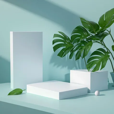 (masterpiece:1.3),(best quality:1.3),(no human),artwork of 3D geometry,still life,clean,Pastel color,Comfortable natural light,minimalist style,modernist style,3d rendering,8K,<lora:geometry-bg-v2.5:0.7>,<lora:Qjzw11(100):0.2>,Leaf Foreground,