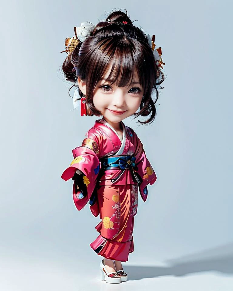 photo of a (chibi:1.4), girl, (solo focus:1.2), hair_over_eyes, long hair,
bronze_color (layered_kimono:1.4), (highheels),
stylish-pose,
indoor, simple (white background:1.28), photo studio,
(best quality, realistic, detailed:1.4), <lora:Chilbi:1>