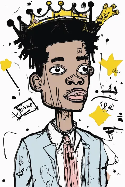 Jean-Michel Basquiat Style - a drawing of a cute prince inspired art by Jean-Michel Basquiat