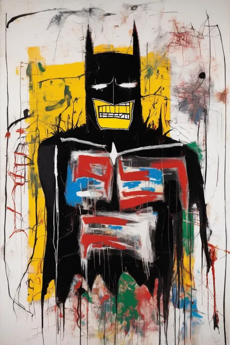 Jean-Michel Basquiat Style - Jean-Michel Basquiat art concepts of a skeleton man in an abstract scene