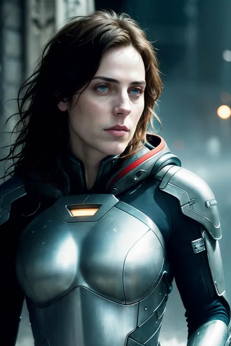 antjeT1 , ((best quality)), ((masterpiece)), (detailed), Midjourney Style, close-up, woman, robot, red eyes, concept art, inspired by Marek Okon, digital art, Crysis Nanosuit, futuristic, (glowing elements:1.1), 4:3 aspect ratio, dynamic duo