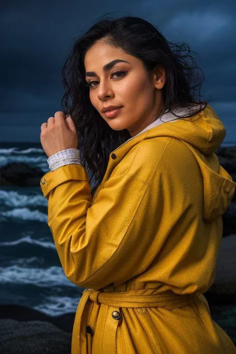 DEN_jayyqueen_OF,
(portrait of a lighthouse keeper (walking on the rocks:1.2) on a dark (stormy night:1.2) wearing a yellow raincoat in the wind, (waves crashing:1.2) into the rocks, (storm:1.2), (wind swept:1.2), (gale:1.1), (tsunami:1.1), lighthouse, (night time:1.2), (wet rocks, rocks, rocky:1.2), (splashing waves:1.2), waves, (ocean spray:1.2), (lighthouse:1.1):1.2),
bokeh, f1.4, 40mm, photorealistic, raw, 8k, textured skin, skin pores, intricate details <lora:epi_noiseoffset2:1>, epiCRealism <lora:ClothingAdjuster3:-1>