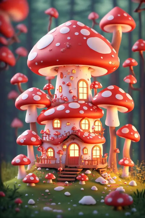 3dfz, mushroom, no humans, stairs, grass, house, outdoors, window,
tilt-shift,best quality,masterpiece,realistic,HDR,UHD,8K,