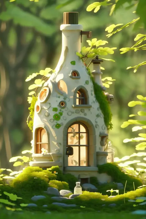 3dfz, no humans, grass, plant, outdoors, pokemon \(creature\), window, moss, day, bottle, tree, scenery, flower, blurry, vines, arch, rock, door,
tilt-shift,best quality,masterpiece,realistic,HDR,UHD,8K,