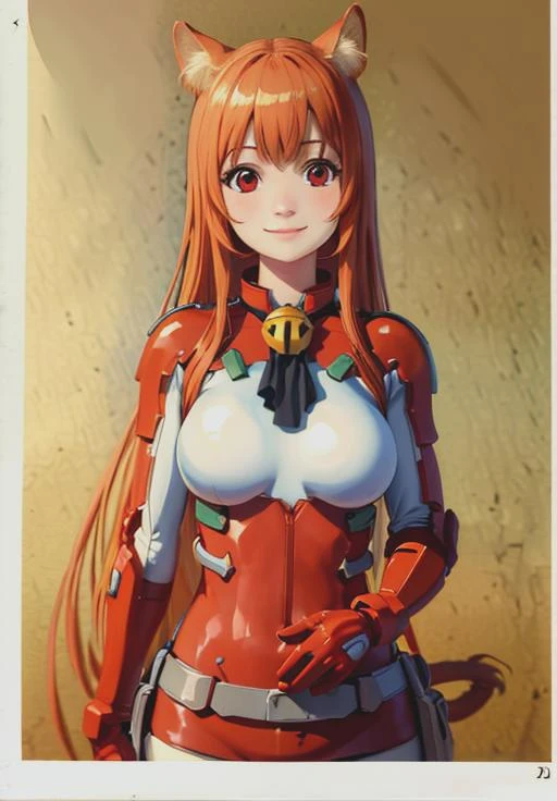 Asuka Langley Soryu, from evangelion, naked showing her huge tits to the viewer.
