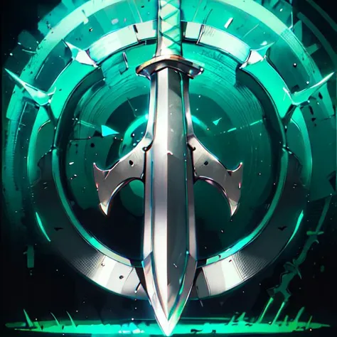 wowicon of planted sword, cyan rim light, <lora:sxz-wowicons-v2-new:0.8>