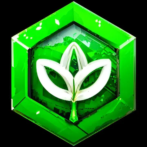 wowicon of green badge with white plant icon, 3d, highly detailed  <lora:sxzWowIconsStyle_v2:1>