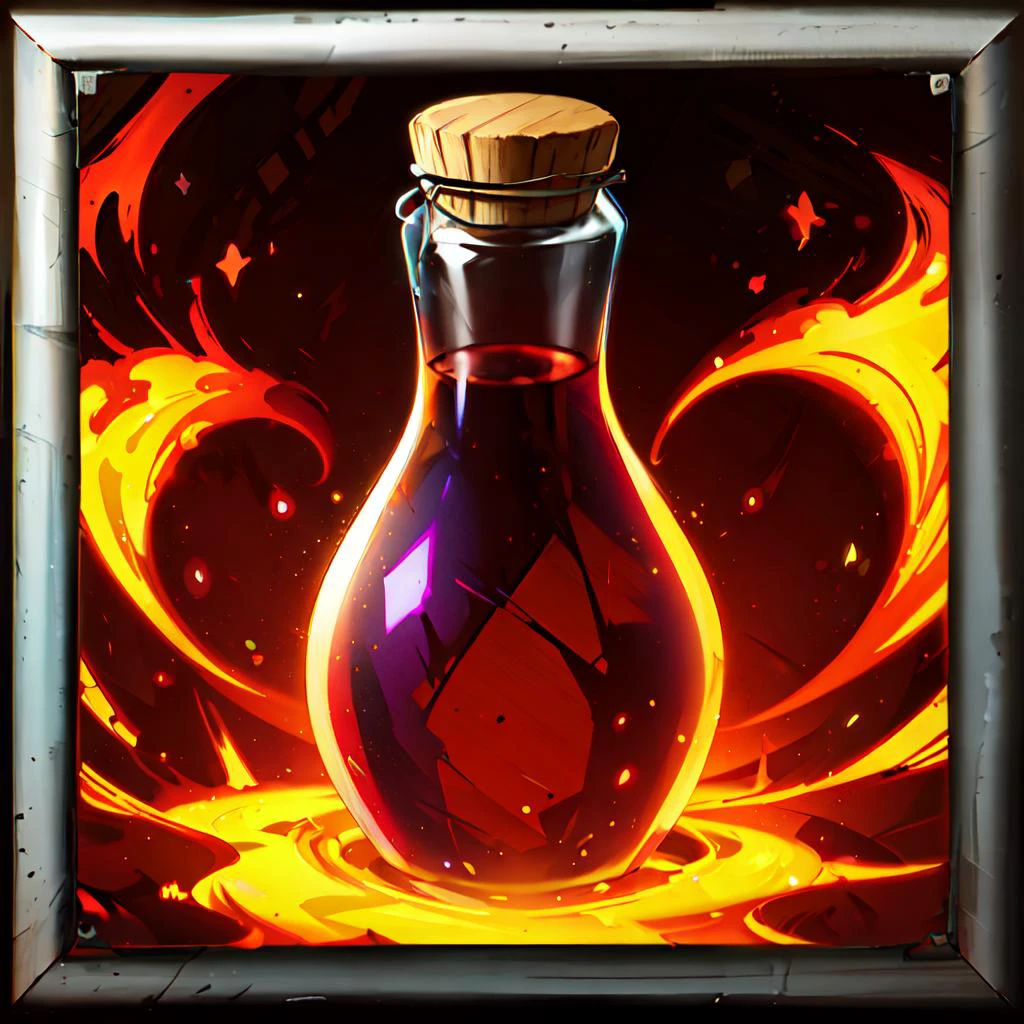 wowicon of bottle of red potion, glow <lora:sxzWowIconsStyle_v10:0.7>