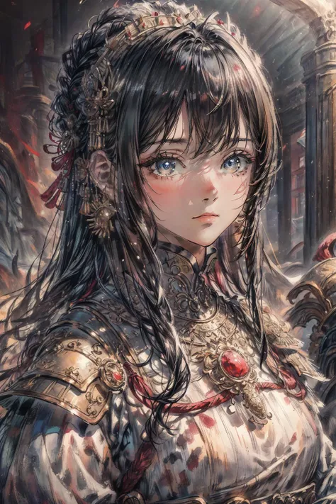 <lora:EABA_v02:0.6>, <lora:add_detail:0.5>,<lora:more_details:0.5>,
HDR, 4k, 8k resolution, 10bit color, (RAW photo:1.2), (masterpiece:1.3), (photorealistic:1.4), (best quality:1.4), ultra high res, (extreme detailed illustration), (Look at viewer:1.8), very bright eyes, very beautiful face, very beautiful eyes, very beautiful woman,
1girl, black hair, very long hair, bouncy hair, (wearing full japanese armor red),, masterpiece,ultra realistic,32k,extremely detailed CG unity 8k wallpaper, best quality, gorgeous light and shadow