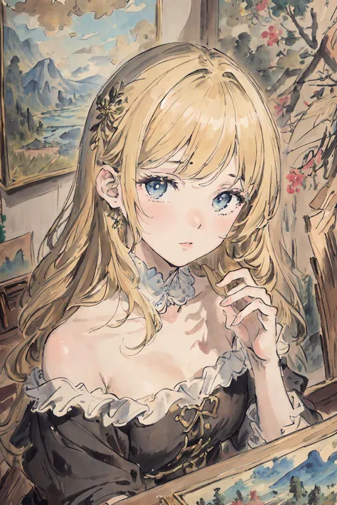 masterpiece, best quality, an extremely delicate and beautiful girl,an extremely delicate and beautiful, world masterpiece theater, ultra-detailed, highly detailed, best quality, blonde hair, highres, extremely detailed,1girl, best quality, illustration, looking at viewer, impasto, canvas, oil painting, realistic, realist ,real,