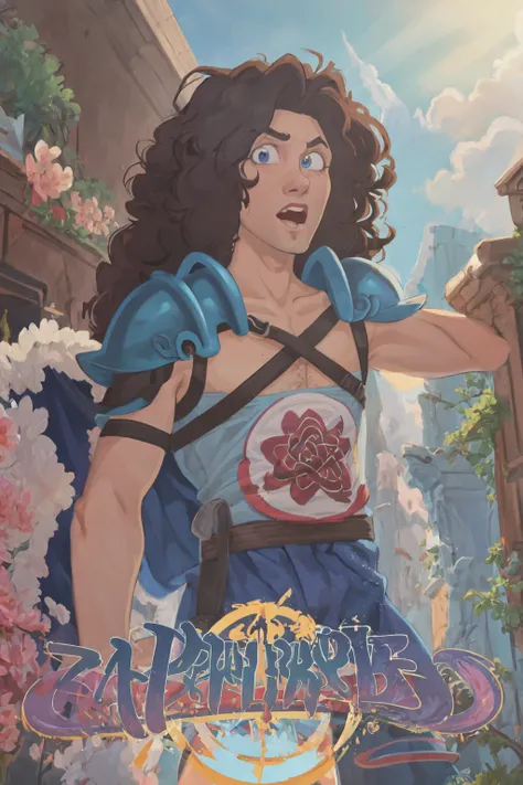 <lora:Dan_Avidan-10:1> Dan Avidan, (masterpiece, best illustration, extreme light and shadow, vivid colors), (shine, bloom), (ultra detailed), (cartoon, anime style),solo, shoulder armor, open mouth, 1boy, armor, long hair, pauldrons, male focus, brown hair, wide-eyed, parody, looking at viewer, dynamic angle, rule of thirds, stubble, looking at viewer, fantasy, shonen, Leigh Daniel Avidan, art by Shoocharu, close up, cel animation style,