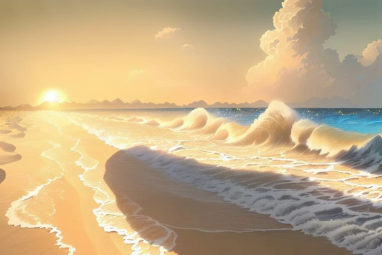 extremely detailed 8k wallpaper,((masterpiece)), (((best quality))), ((ultra-detailed)), (Amazing:1.1), beautiful, nature, sky and ground, heavy wind. masterful, exquisite, loyal, masterpiece, high-quality, detailed kitten, sand waves sun beach