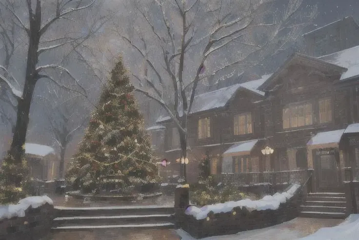 New Year's tree,
traditional Russian decorations,
realistic,
snowy background,
dynamic light,
ultra detail,
extremely detailed CG,
full detail,
realistic, 8k,
micro intricate,
masterpiece,
comicbookpencils,
by Kentaro Miura