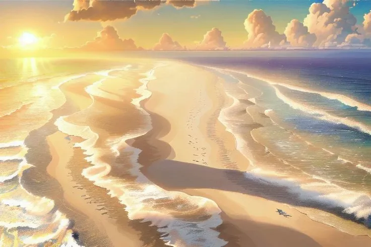 extremely detailed 8k wallpaper,((masterpiece)), (((best quality))), ((ultra-detailed)), (Amazing:1.1), beautiful, nature, sky and ground, heavy wind. masterful, exquisite, loyal, masterpiece, high-quality, detailed kitten, sand waves sun beach