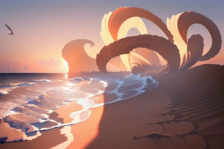 extremely detailed 8k wallpaper,((masterpiece)), (((best quality))), ((ultra-detailed)), (Amazing:1.1), beautiful, nature, sky and ground, heavy wind. masterful, exquisite, loyal, masterpiece, high-quality, detailed kitten, sand waves sun beach