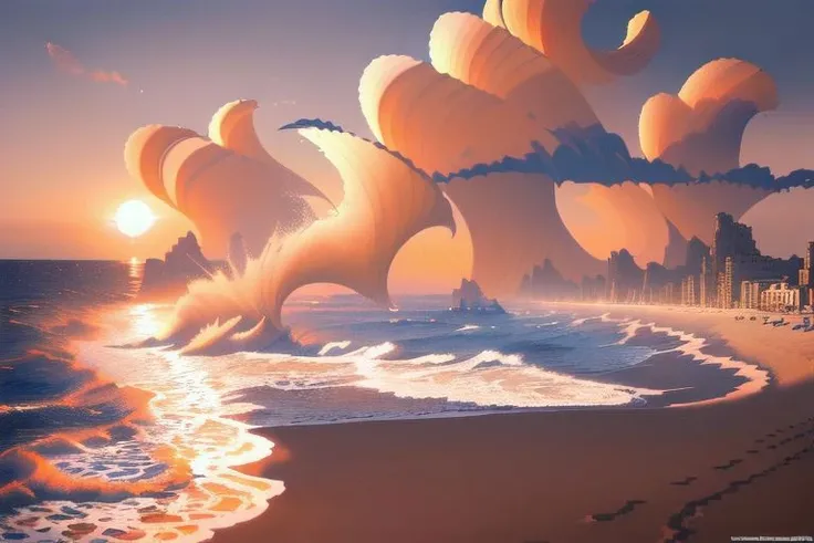 extremely detailed 8k wallpaper,((masterpiece)), (((best quality))), ((ultra-detailed)), (Amazing:1.1), beautiful, nature, sky and ground, heavy wind. masterful, exquisite, loyal, masterpiece, high-quality, detailed kitten, sand waves sun beach