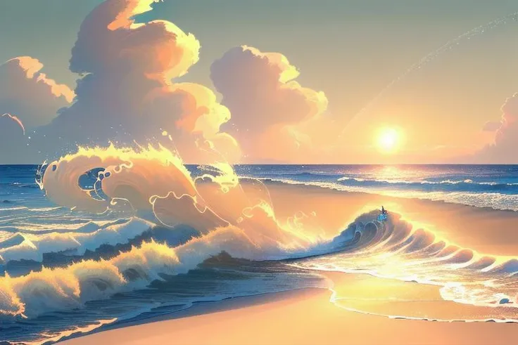 extremely detailed 8k wallpaper,((masterpiece)), (((best quality))), ((ultra-detailed)), (Amazing:1.1), beautiful, nature, sky and ground, heavy wind. masterful, exquisite, loyal, masterpiece, high-quality, detailed kitten, sand waves sun beach