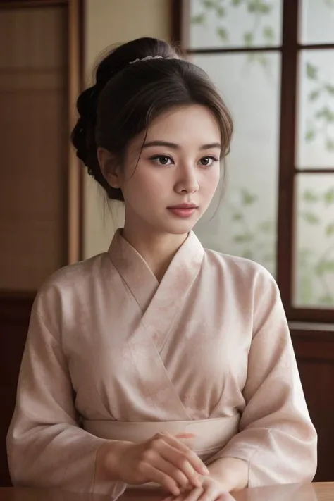 2. Elderly woman (ethnicity: East Asian, age: 80s) in a traditional tea house (setting: serene, Japanese style). She's wearing a classic kimono (fabric: silk, floral pattern) with her hair neatly styled in a traditional bun, and subtle, elegant makeup. She's performing a tea ceremony (detail: graceful, precise movements), her expression peaceful and experienced. <lora:Instaface-10:1>