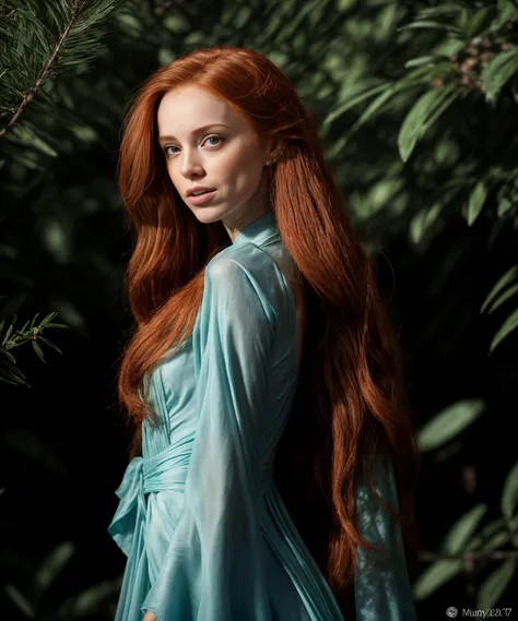 hyperdetailed photo of jp-Tut1a-2000,
"Auburn Grace"
In a grove where olives meet the sky,
Stands a maiden, hair like autumn's fire.
Her gown, azure as the Aegean sea,
Shines as bright as her sun-kissed lyre.