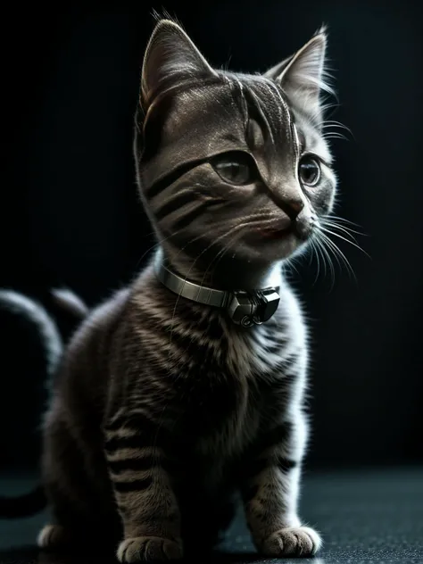 a cute kitten made out of metal, (cyborg:1.1), ([tail | detailed wire]:1.3), (intricate details), hdr, (intricate details, hyperdetailed:1.2), cinematic shot, vignette, centered