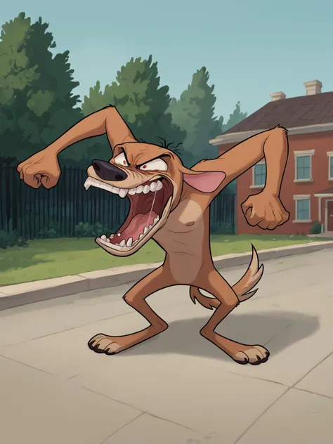 Angry male chihuahua dog, solo, screaming, yelling, outraged, enraged, maniac, highly detailed, outdoors, backyard, r3nst1mpy, <lora:r3nst1mpyXLP:0.7>, score_9, score_8_up, score_7_up,