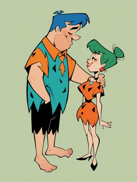 score_9, score_8_up, score_7_up, score_6_up, <lora:fl1ntsXLP:0.8> fl1nts, 1girl, 1boy, couple, blue hair, green hair,