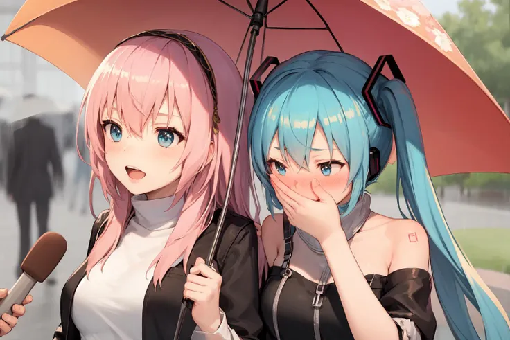 masterpiece,(2girls),hatsune miku,megurine luka,<lora:special feeling meme4:1>,