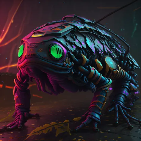 <lora:fROG3_frog:1> A 3d render of a [frog::creepy alien:8], highly detailed, 8K, stunning, hdr, subsurface scattering, global illumination, cycles, film still, Film-like, bokeh, 3d, RTX, insanely detailed, ornate pattern, fire, embers, ((insect macro)), ((fractal)), volumetric lighting, caustics, 512paintstyle1, Style-Psycho, eonn2, frog