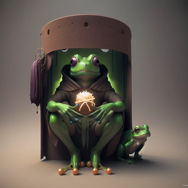 mechanical frog <lora:Frogs:0.2>, matte painting, 3d render, tom bagshaw, large depth of field, vivid color, surrealism, cgsociety, octane render, volumetric light, realistic shadows, high-resolution textures, intricate detail, hyperdetailed, high contrast, deep blacks, dark shadows