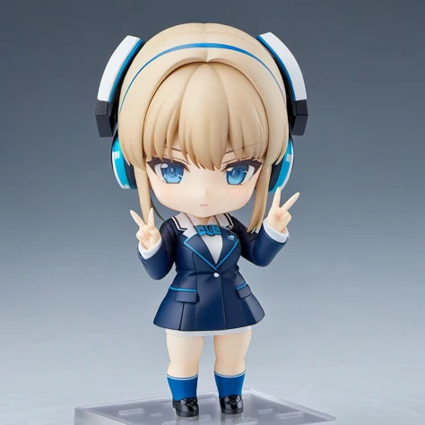 Nendoroid,1girl, toki \(blue archive\), blue archive, game cg, solo, double v, looking at viewer, masterpiece,best quality,