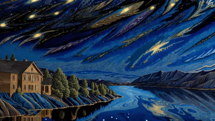 a portrait analog realistic photograph of a magnificent dark-tinted mrblng02-1500 night lake with stars, very detailed, intricate, <lora:to8_ContrastFix_sd15:0.83>