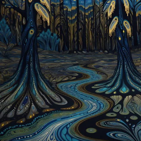 an analog realistic photograph of a magnificent mrblng02-1500 dark forest with bioluminescent trees, very detailed, intricate, <lora:to8_ContrastFix_sd15:0.83>