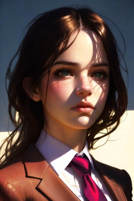 1 woman,  closeup
shirt, suit ,
realistic face
dramatic light, shadow
pastel  ( Russ Mills)