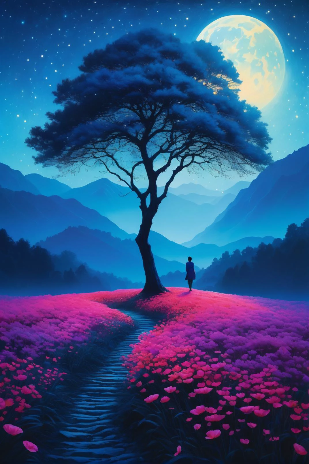 by Robert Vonnoh and Junji Itoin the style of Bess Hamiti, vibrant dream <lora:vibrant_dream:2.00>