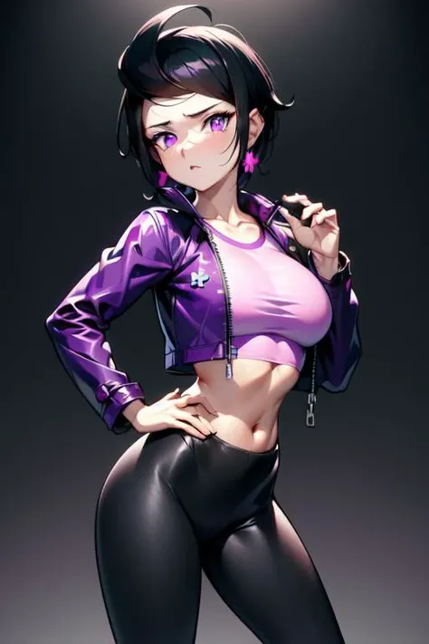1girl, short hair, glasses, armpit, Tracksuit, shorts