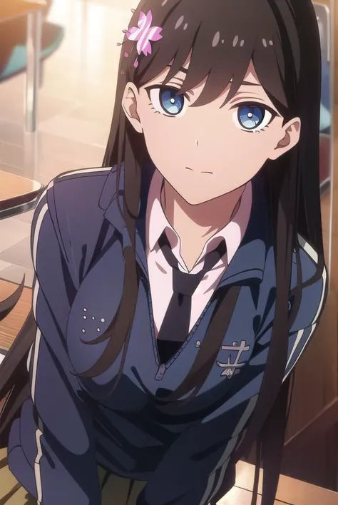 sunrong, <lyco:sunrong-lyco-nochekaiser:1>,
sun rong, long hair, black hair, hair ornament, ahoge, blue eyes, hair flower,
BREAK skirt, school uniform, jacket, pleated skirt, necktie, kneehighs,
BREAK looking at viewer,
BREAK indoors, classroom,
BREAK <lyco:GoodHands-beta2:1>, (masterpiece:1.2), best quality, high resolution, unity 8k wallpaper, (illustration:0.8), (beautiful detailed eyes:1.6), extremely detailed face, perfect lighting, extremely detailed CG, (perfect hands, perfect anatomy),