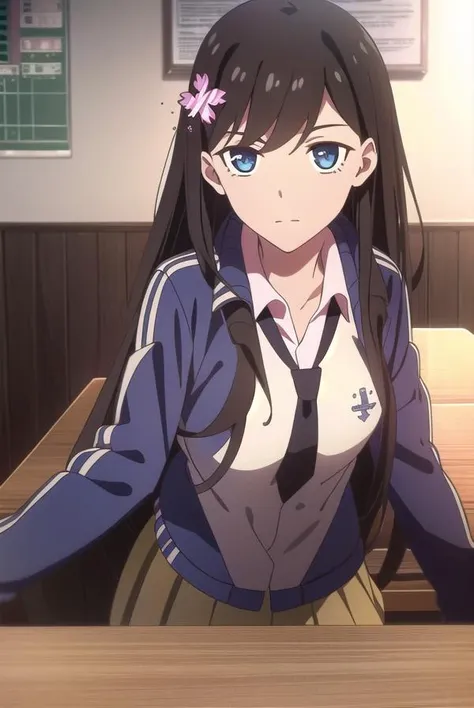 sunrong, <lyco:sunrong-lyco-nochekaiser:1>,
sun rong, long hair, black hair, hair ornament, ahoge, blue eyes, hair flower,
BREAK skirt, school uniform, jacket, pleated skirt, necktie, kneehighs,
BREAK looking at viewer,
BREAK indoors, classroom,
BREAK <lyco:GoodHands-beta2:1>, (masterpiece:1.2), best quality, high resolution, unity 8k wallpaper, (illustration:0.8), (beautiful detailed eyes:1.6), extremely detailed face, perfect lighting, extremely detailed CG, (perfect hands, perfect anatomy),
