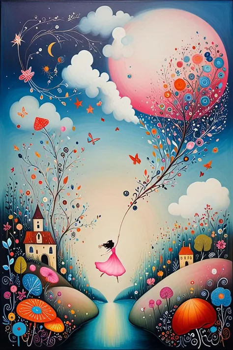 a whimsical painting that resembles a dream, <lora:sdxl_lightning_8step_lora.safetensors:0.7>