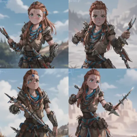 <lora:Aloy_v1.0:1> aloy with a spear in hand
