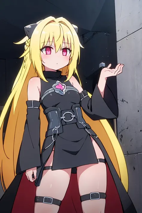 NSFW,phyami、One girl、Long Hair、solo、hair ornaments、Two Side Up、Blonde Hair、Red eyes、hair ornaments,Black Dress,(Perfect hands),(Perfect Anatomy),(masterpiece),(highest quality),Disgust,Embarrassed,blush