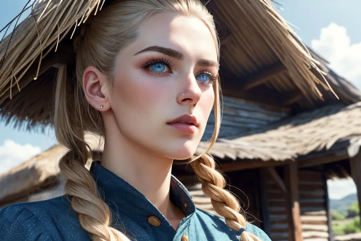 an awarded profesional photography of (1man:1.3) siren with Blue eyes with male top knot hairstyle and anchor shaving in dirty blonde color, wearing a dog costume tears, bisexual female in A charming, rustic farmhouse with a thatched roof and a picturesque countryside setting ,(epic scene:1.3),ultradetialed character with perfect face,detailed skin,(ultrasharp:1.3),(masterpiece:1.1),best quality,(photorealistic:1.2),ultrarealistic,realistic ultradetailed character,4k perfect quality, <lyco:GoodHands-beta2:1> by by Walker Evans Short Lighting camera angle from below and focus on upper body Magnificent,Imperceptible detail,Intricately designed, (perfect quality face:1.5) hyper-detailed complex, insanely detailed, detailed clothes, detailed skin, detailed body, , 1man, realistic lights, realistic shadows, profesional photo