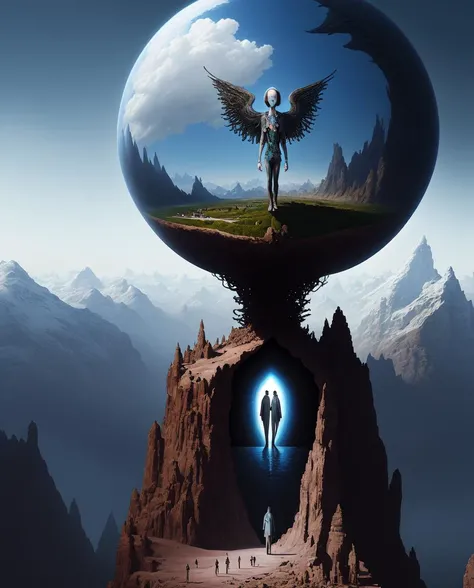 detailed digital collage matte painting, combine elements of (nature and technology and fantasy), blended into one image, surrealism, by Studio Ghilbli and by Gottfried Helnwein