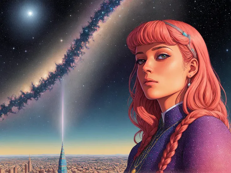 illustration of 
 , illustration of, eye-level shot of a Sparkling [Roc|Dr. Heywood Floyd], Berber background, Street Art, Starlight, Zoom lens, most beautiful artwork in the world, (art by Jean Giraud:1.2) ,art by Jamie McKelvie, (art by Laurie Greasley:0.8) , hyper detailed, ultrafine detailed